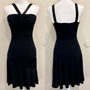 Y2K City Triangles Black Ruched Halter Cocktail Dress XS Party Going Out Hoco